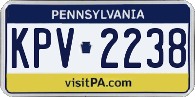 PA license plate KPV2238