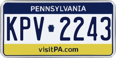 PA license plate KPV2243