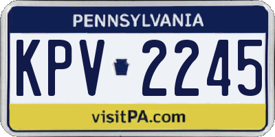 PA license plate KPV2245