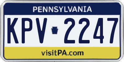 PA license plate KPV2247