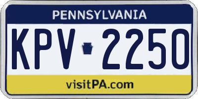 PA license plate KPV2250
