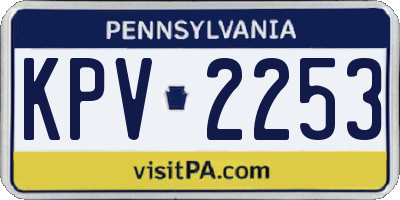 PA license plate KPV2253