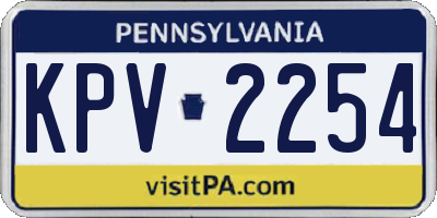 PA license plate KPV2254