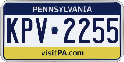 PA license plate KPV2255