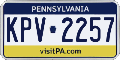 PA license plate KPV2257