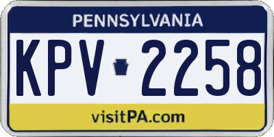 PA license plate KPV2258