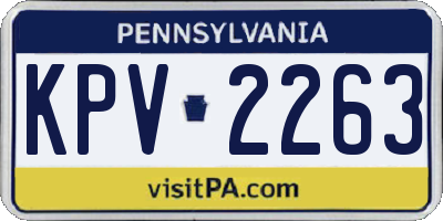 PA license plate KPV2263