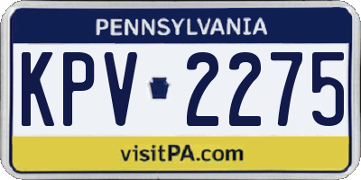 PA license plate KPV2275