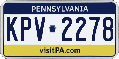 PA license plate KPV2278
