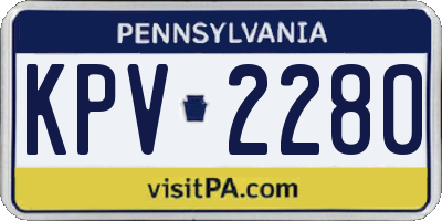 PA license plate KPV2280