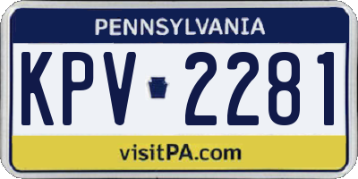 PA license plate KPV2281