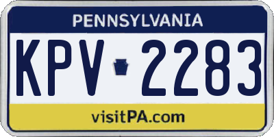 PA license plate KPV2283