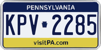 PA license plate KPV2285