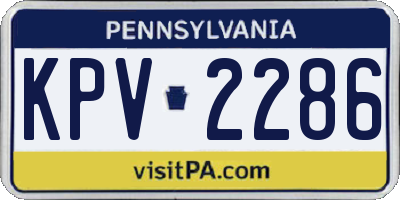 PA license plate KPV2286