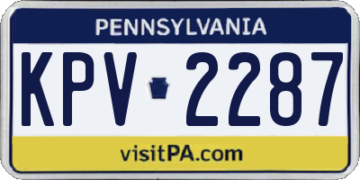 PA license plate KPV2287