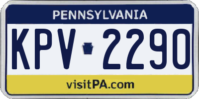 PA license plate KPV2290