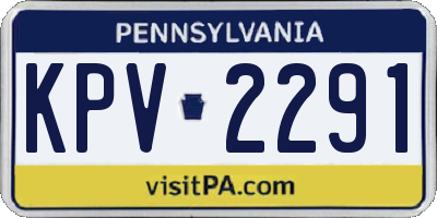PA license plate KPV2291