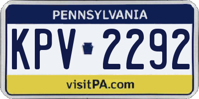 PA license plate KPV2292