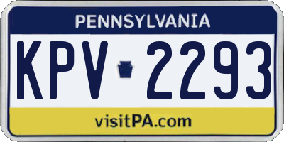 PA license plate KPV2293
