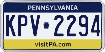 PA license plate KPV2294