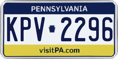 PA license plate KPV2296