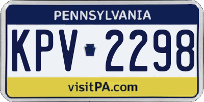 PA license plate KPV2298
