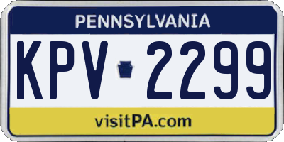 PA license plate KPV2299