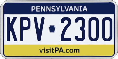 PA license plate KPV2300