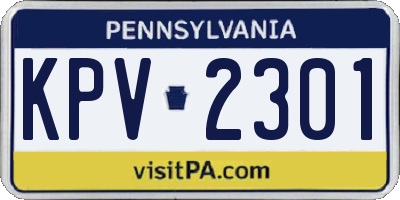 PA license plate KPV2301