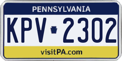 PA license plate KPV2302
