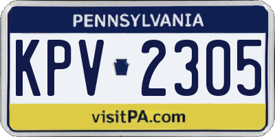 PA license plate KPV2305