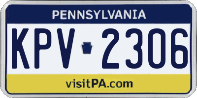 PA license plate KPV2306