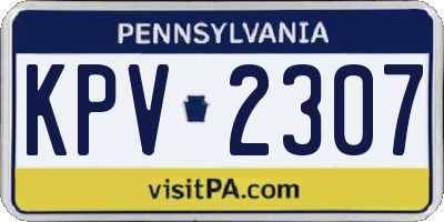 PA license plate KPV2307