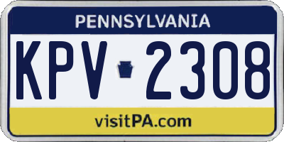 PA license plate KPV2308