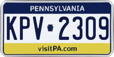 PA license plate KPV2309