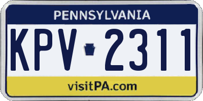 PA license plate KPV2311