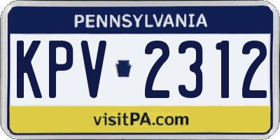 PA license plate KPV2312
