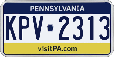 PA license plate KPV2313
