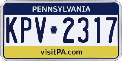 PA license plate KPV2317