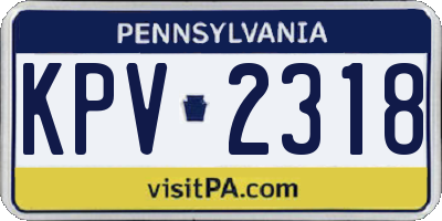 PA license plate KPV2318