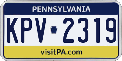 PA license plate KPV2319