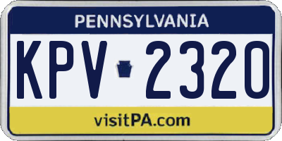 PA license plate KPV2320