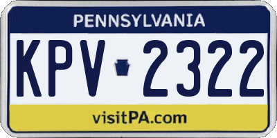 PA license plate KPV2322