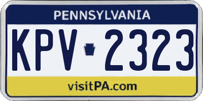PA license plate KPV2323
