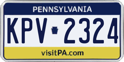 PA license plate KPV2324
