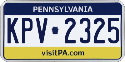 PA license plate KPV2325