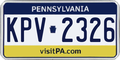 PA license plate KPV2326