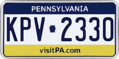PA license plate KPV2330