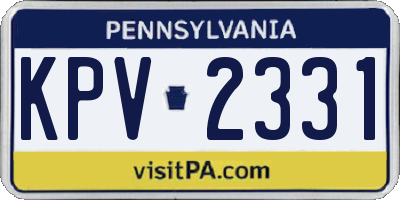 PA license plate KPV2331
