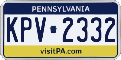 PA license plate KPV2332